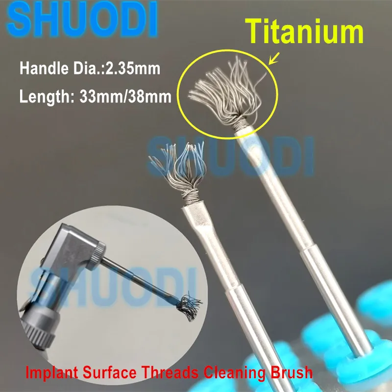 2pcs Dental Debridement Peri-Implantitis Implant Surface Threads Cleaning Brush Autoclavable  High Quality Titanium brush