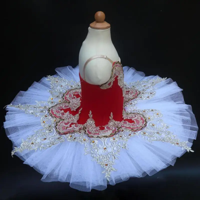 Tutu di Balletto professionale Bambino Bambini Rosso Del Merletto Delle Ragazze del Vestito Adulto Lago Dei Cigni Vestito Delle Donne Pancake Tutu Ballerina di Danza Costumi