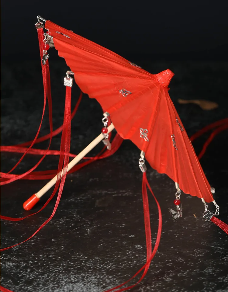 

1/6 1/4 1/3 Scale BJD Doll Ancient Costume Accessories Red Ribbon Oil Paper Umbrella Model For BJD/SD Girl or Boy Uncle A0777