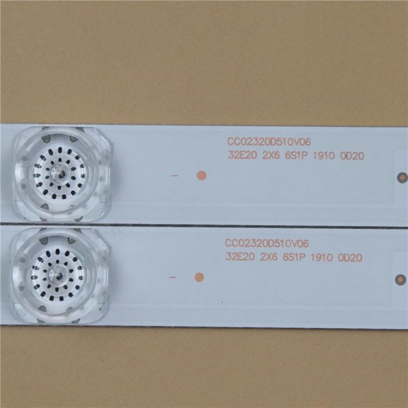 2PCS 509mm 6V TV LED Full Array Bar CC02320D510V06 32E20 2X6 6S1P 1910 0D20 LED Backlight StripMatrix Kit LED Lamp Lens Band