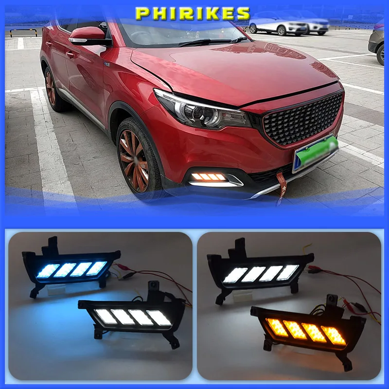 

For MG ZS 2017 2018 LED Daytime Running Light Yellow Turn Signal Function 12V Car DRL Fog Lamp Decoration