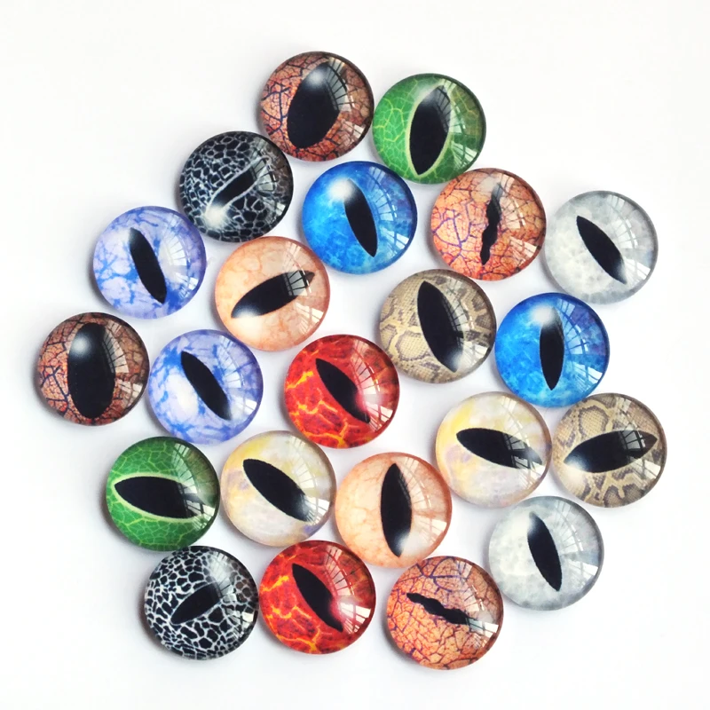 6-25mm Mixed Glass Doll EyesDragon Cat Eyes Round Glass Cabochon Flatback Photo Cabochons Base Accessories by pair   Jewelry DIY