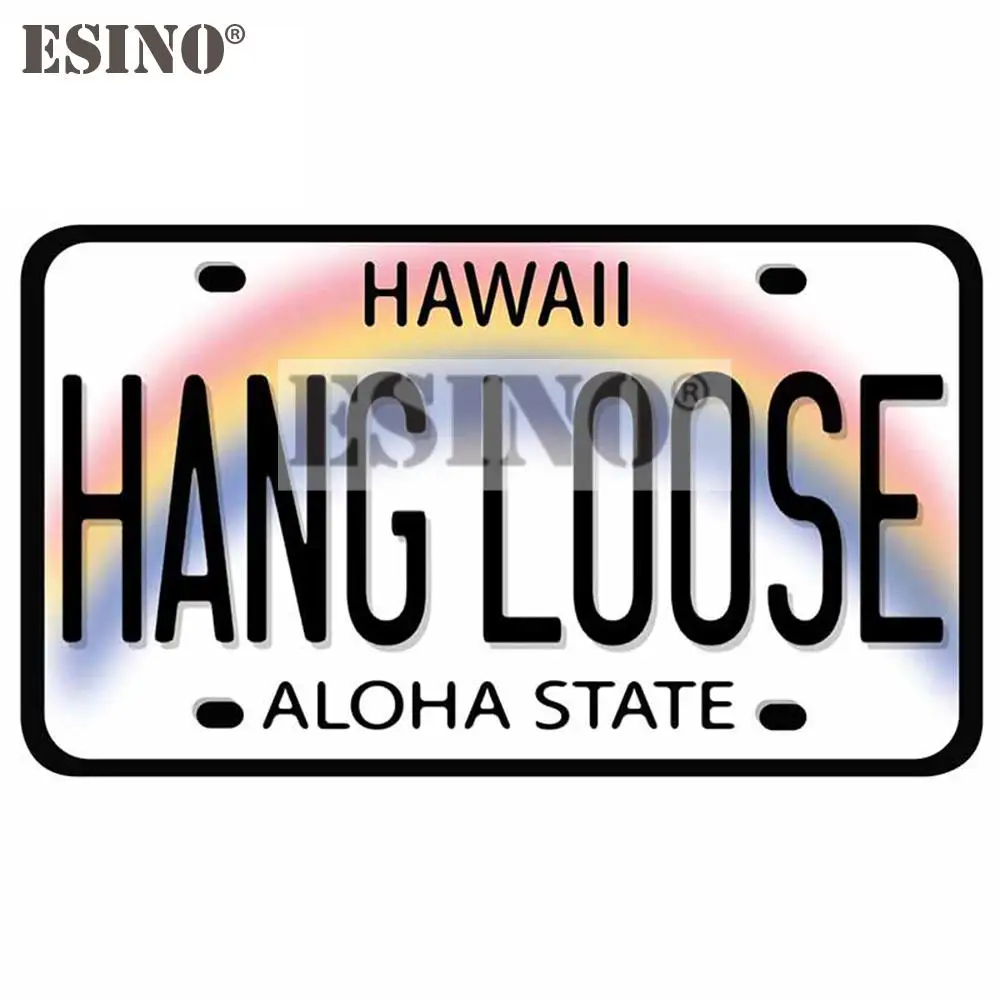 Car Styling Creative Vintage Hawaii Hang Loose License Aloha State Trunk Decal PVC Waterproof Car Body Sticker Pattern Vinyl