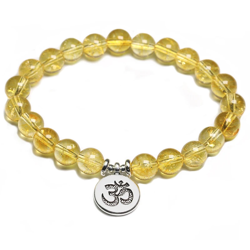 Natural Citrine Stone Meditation Lotus Buddha Pendant Women Bracelet For Men Energy Healing Yoga Handmade Jewelry