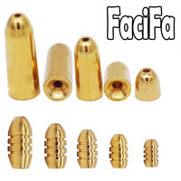 10 pcs Fishing Bullet Weights Stainless Brass Slip Sinker For Fishing Hook Fishing Lure Texas Rig