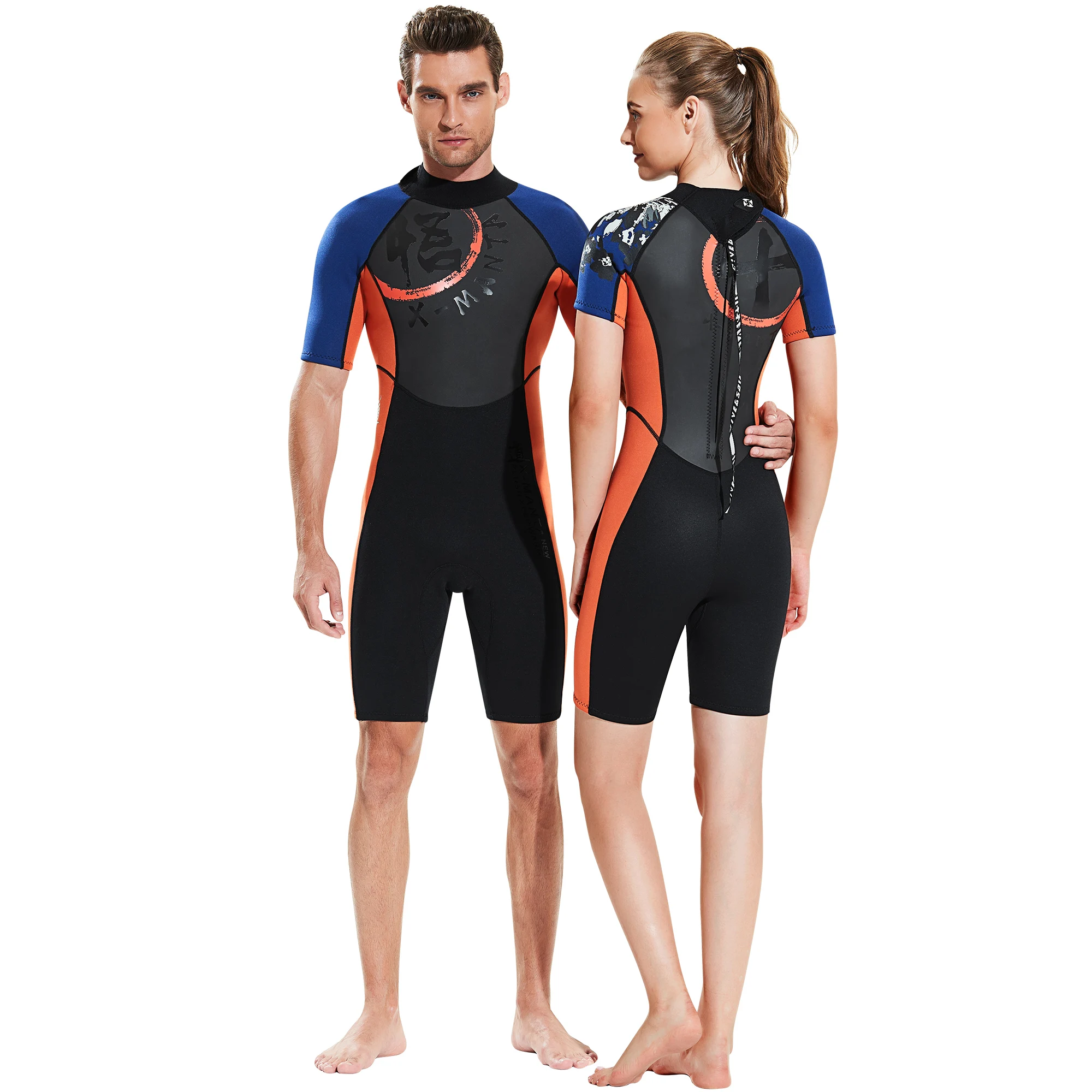 New 1.5mm Neoprene Short Sleeve Wetsuit Chinese Style One-piece Swimsuit Men Women Scuba Snorkeling Swimming Surfing Diving Suit