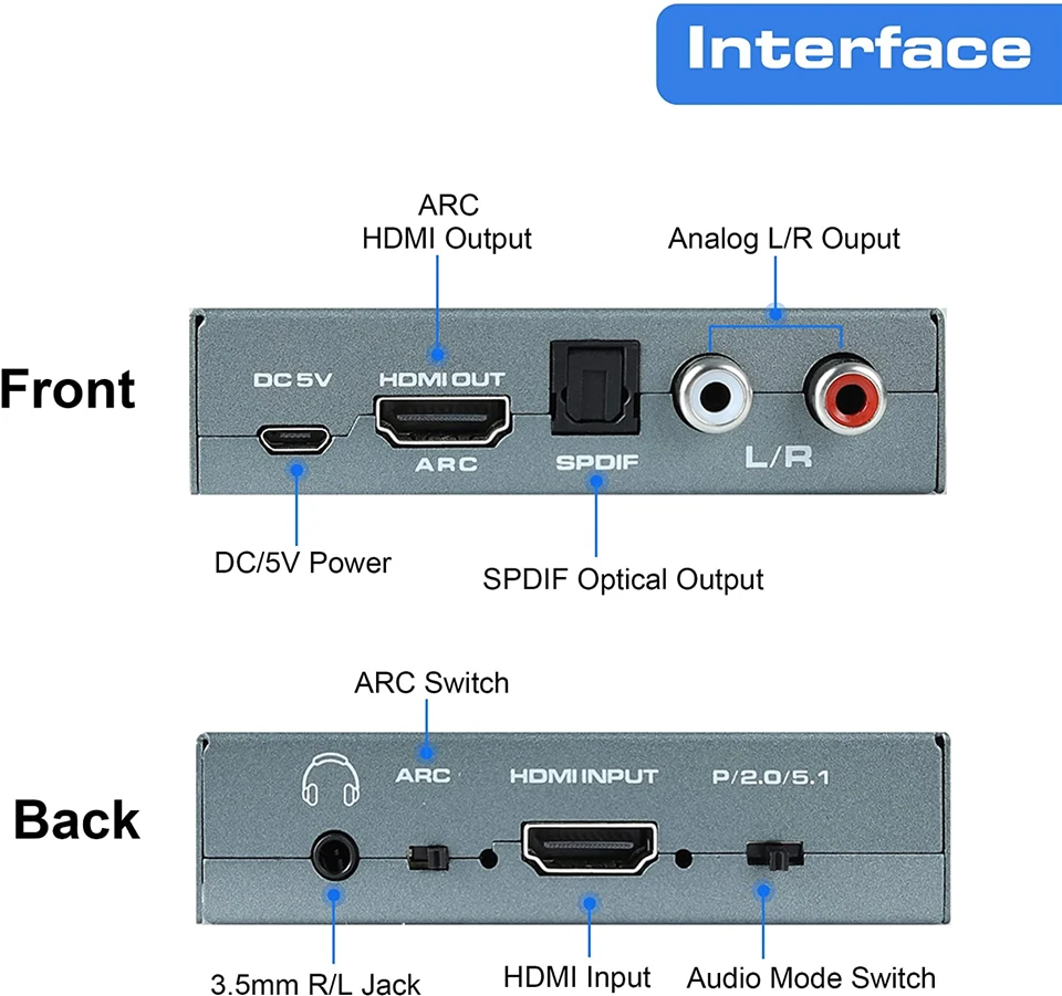 Imagem -05 - Navceker-extrator de Áudio Hdmi Hdmi para Rca 4k 60hz Yuv4:4:4 Hdr Adaptador Conversor Toslink Óptico Spdif 2.0