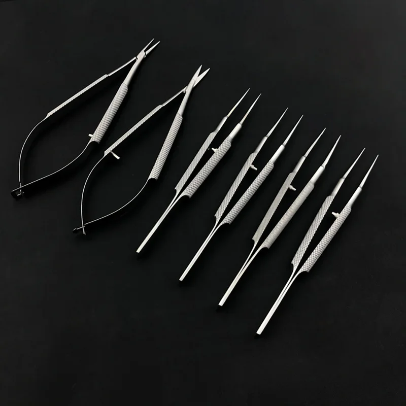Tijeras, pinzas, instrumentos quirúrgicos oftálmicos, Instrumentos dentales microquirúrgicos, soportes de agujas, tijeras de acero inoxidable