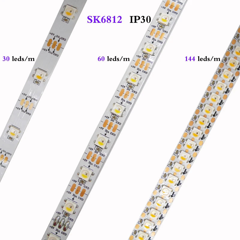 5V 1M SK6812 30/60/144 diody Led/piksel/M 4 w 1 RGBW + CW/NW/WW adresowalny podobne 2812B taśma Led wodoodporna IP67/nie wodoodporny IP30