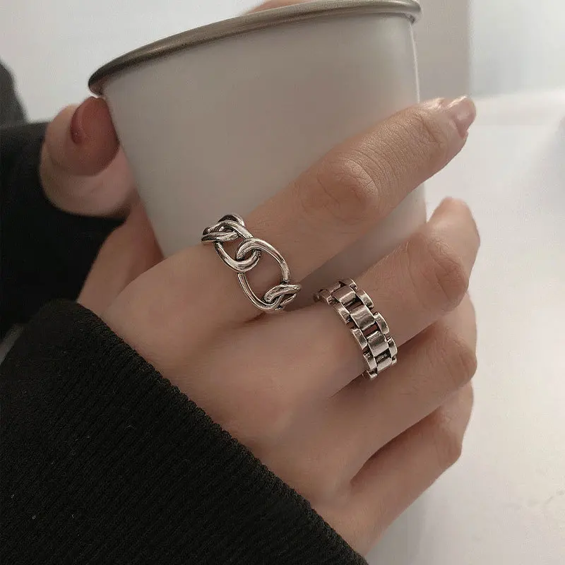 Opening Rings for Women Fashion Retro Geometry Chain Ring Unisex Adjustable Jewelry Wholesale