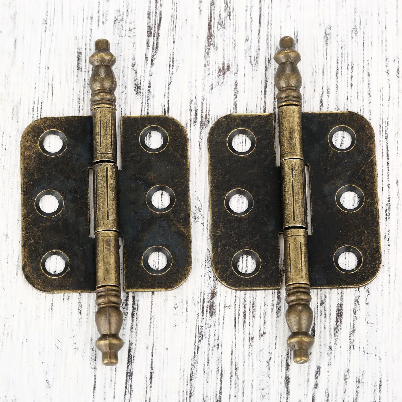 2Pcs 70x35mm Antique Door Cabinet Hinges 6 Holes Jewelry Gift Box Drawer Cupboard Decorative Hinge for Furniture Hardware