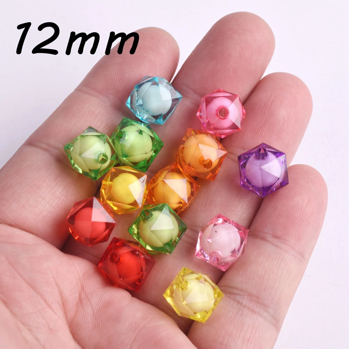 50pcs Cube 12 Angles 8mm 10mm 12mm Acrylic Plastic Loose Beads Wholesale Bulk Lot For Jewelry Making Findings