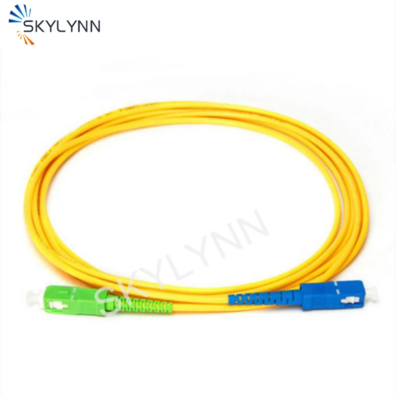 Conector de fibra ótica sx core 3.0mm, 50 peças 2 metros sc/apc sc/upc sm os2 g652d amarelo lszh cabo de ligação