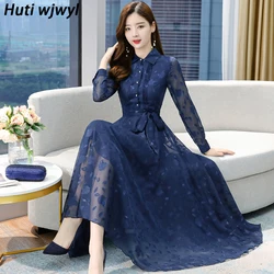 2024 Elegant Pink Midi Dress Autumn Winter Vintage Solid Casual Chiffon Maxi Dress Women Bodycon Party Black Night Wedding Dress