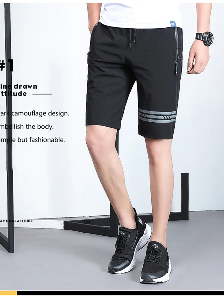 Men Boy Casual Shorts New 2020   Fashion Zip Pocket Loose Elastic Waist Summer Beach Boardshorts  Pocket  Trousers Cheap On Sale