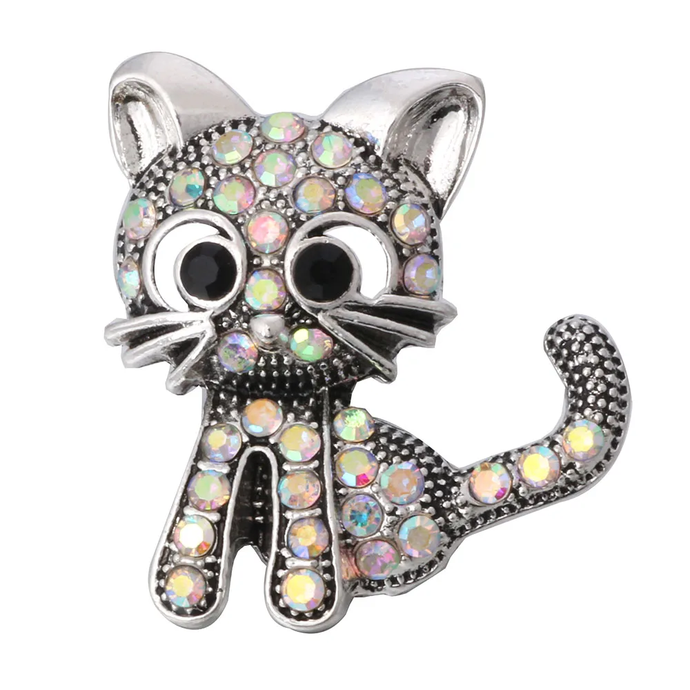 6pcs/lot DIY Crystal Animal Cat Dolphin Fish Owl Bee Bear Snap Buttons Jewelry Fit 18mm Metal Snap Button Jewelry DIY Bracelet