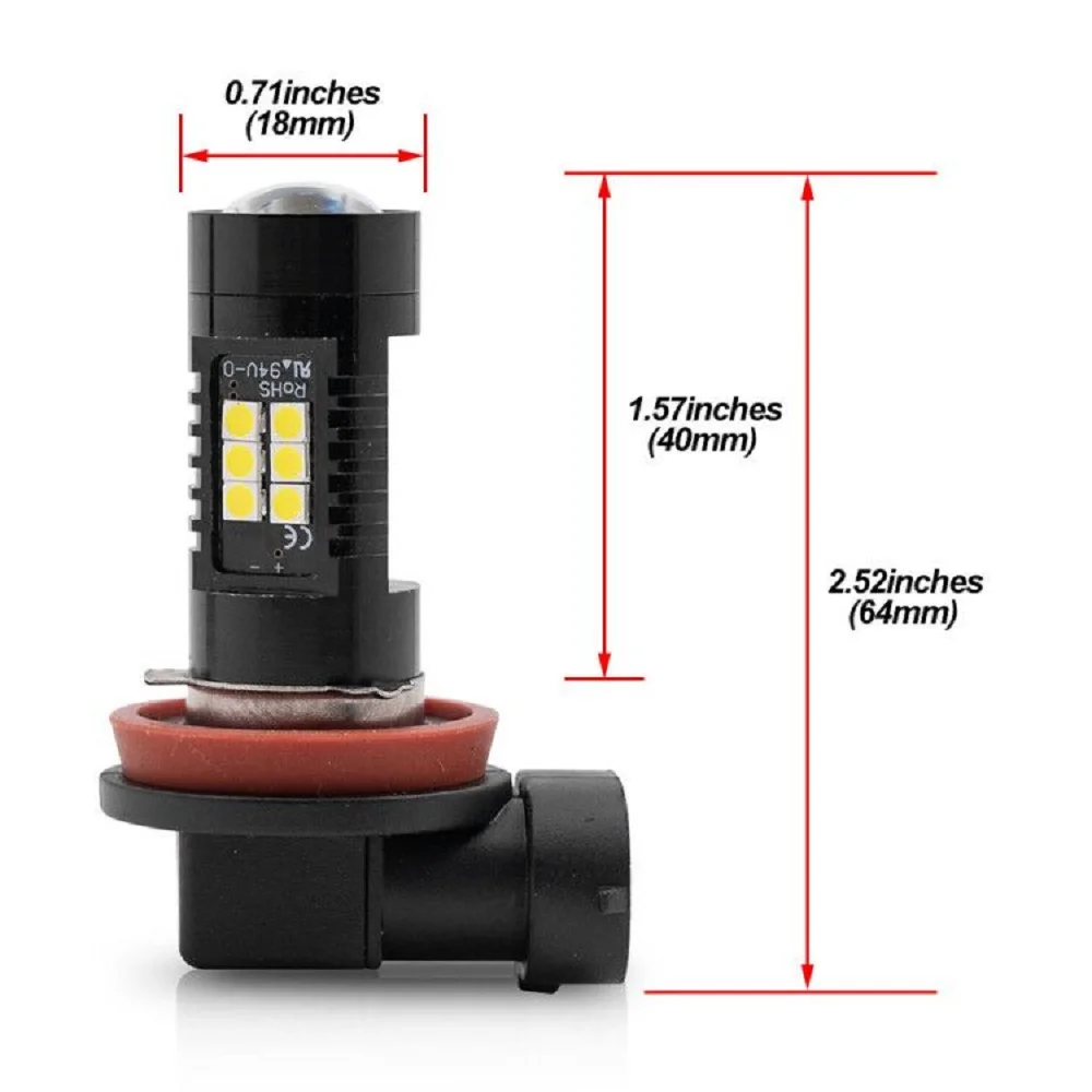 2Pc White Canbus No Error H8 LED Fog Light Bulb For 2010 2011 2012 2013 2014 VW PASSAT B7 LED Driving DRL Daytime Running Light