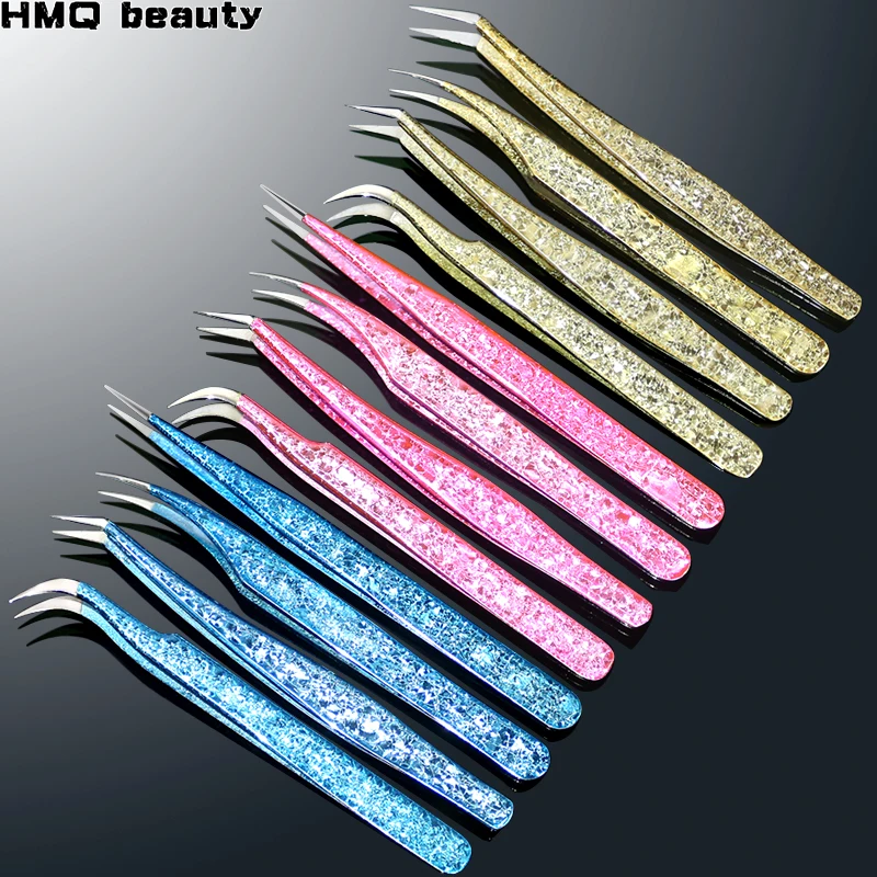 Eyelash Tweezers Ice Flower Anti-static 3D Accurate Professional Eyebrows Lash Extension Supplies Makeup Tools 100% Closure