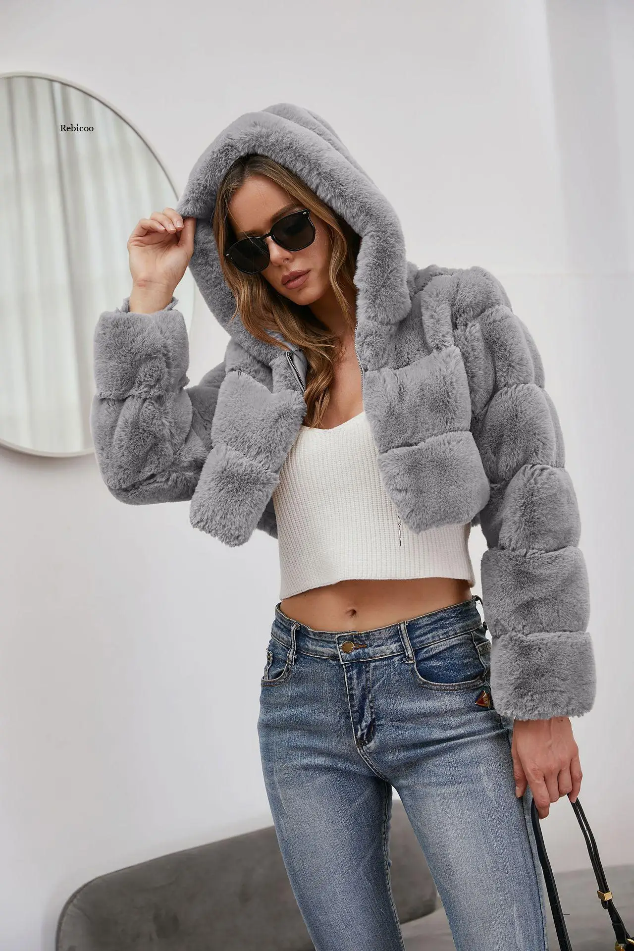 

Thick Imitate Mink Faux Fur Coat New Solid Female Turn Down Collar Winter Warm Fake Fur Lady Coat Casual Jacket Women's Clothing