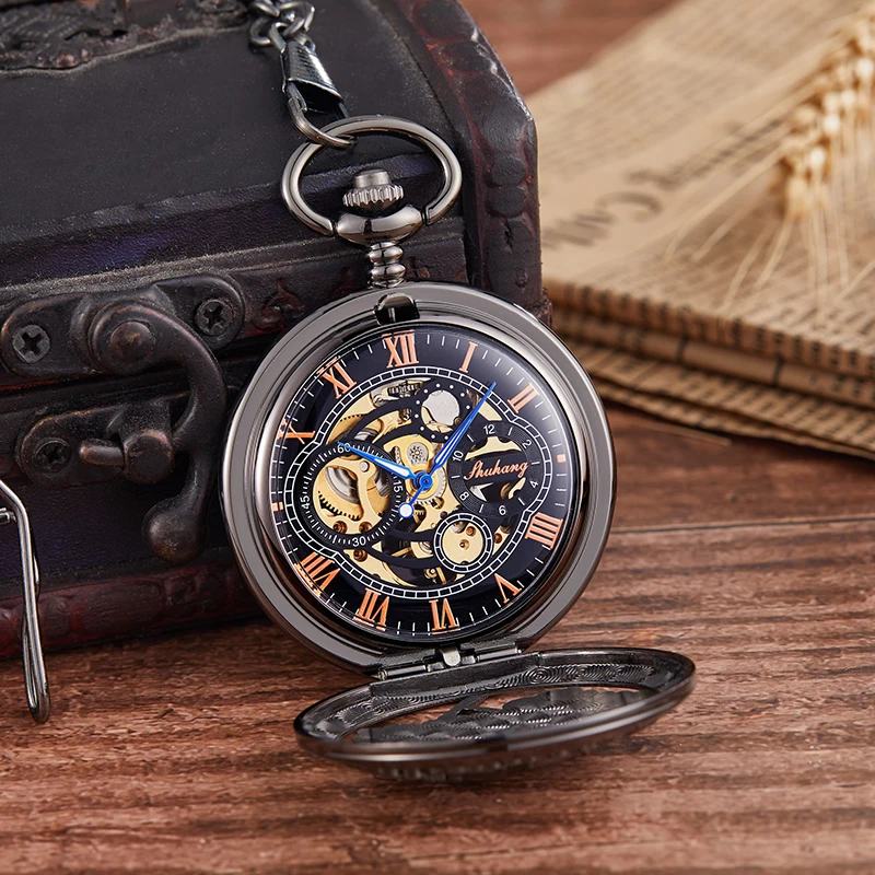 Top Fashion Vintage Personalized Lotus Mechanical Pocket Watch Men Woman Hand Wind Vintage Pocket & Fob Watch Luxury Male Clock