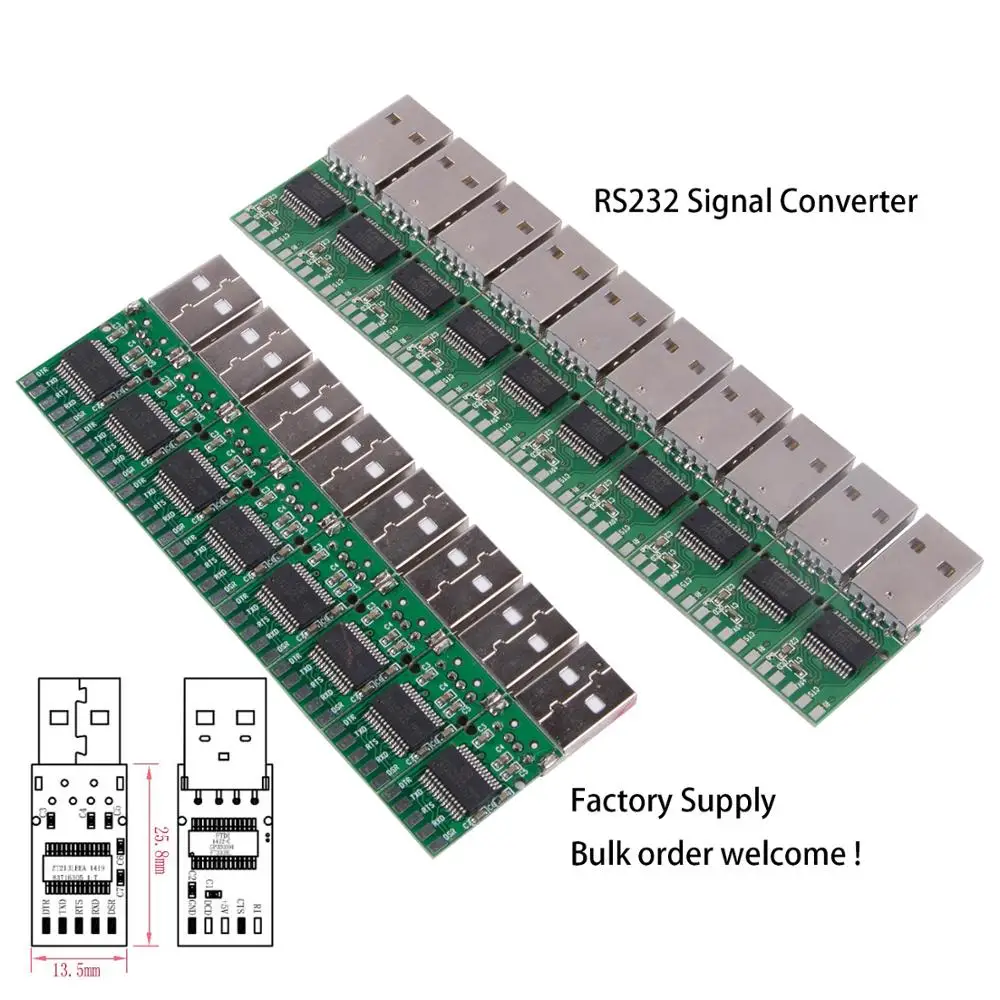 FTDI USB RS232 Serial Converter Module USB Plug Adapter Board FTDI USB PCB Serial Converter Module Connector Support Win10