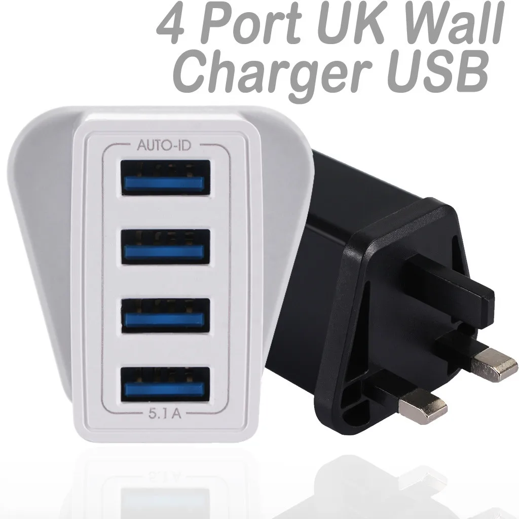 4 Port Charger 5.1A UK Wall Chargers USB Adapter Fast Charging Station Power Charge For Iphone For huawei 7