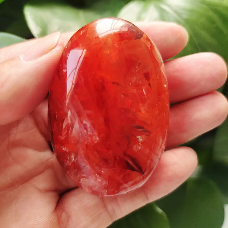 

high quality Natural Stone Red Hematoid quartz Crystal palm Home decoration Meditate And Chakra healing crystals