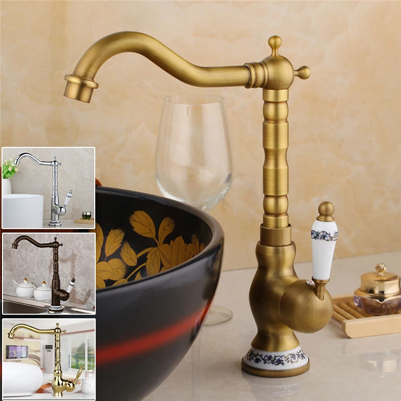 

YANKSMART Luxury Kitchen Basin Sink Faucet 360 Rotate Bathroom Washbasin Single Hole Deck Mounted Faucets Hot And Cold Water Tap
