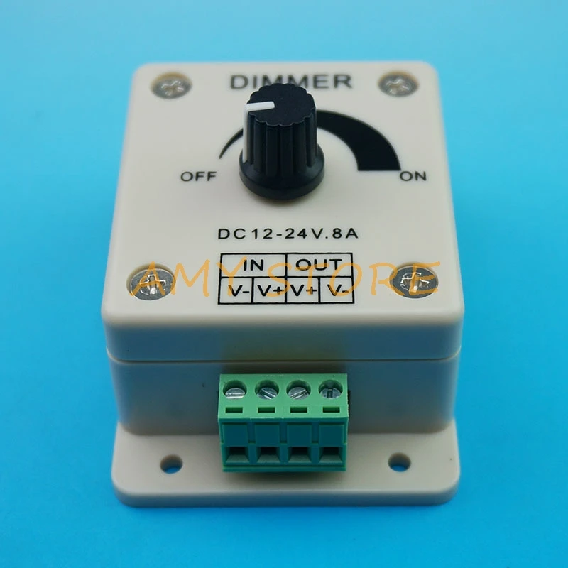 PWM Dimmer Adjustable Switch Dimming Brightness Controller for Single Color LED Ribbon Strip DC 12-24V 8A