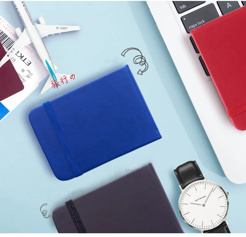 Sharkbang 96 Blatt A7 PU-Taschen-Notizbuch in Fruchtfarben, Monats-, Wochen- und Tagesplaner, Notizblöcke für Studium und Arbeit, Agenda, Schreibwaren – Detail 4