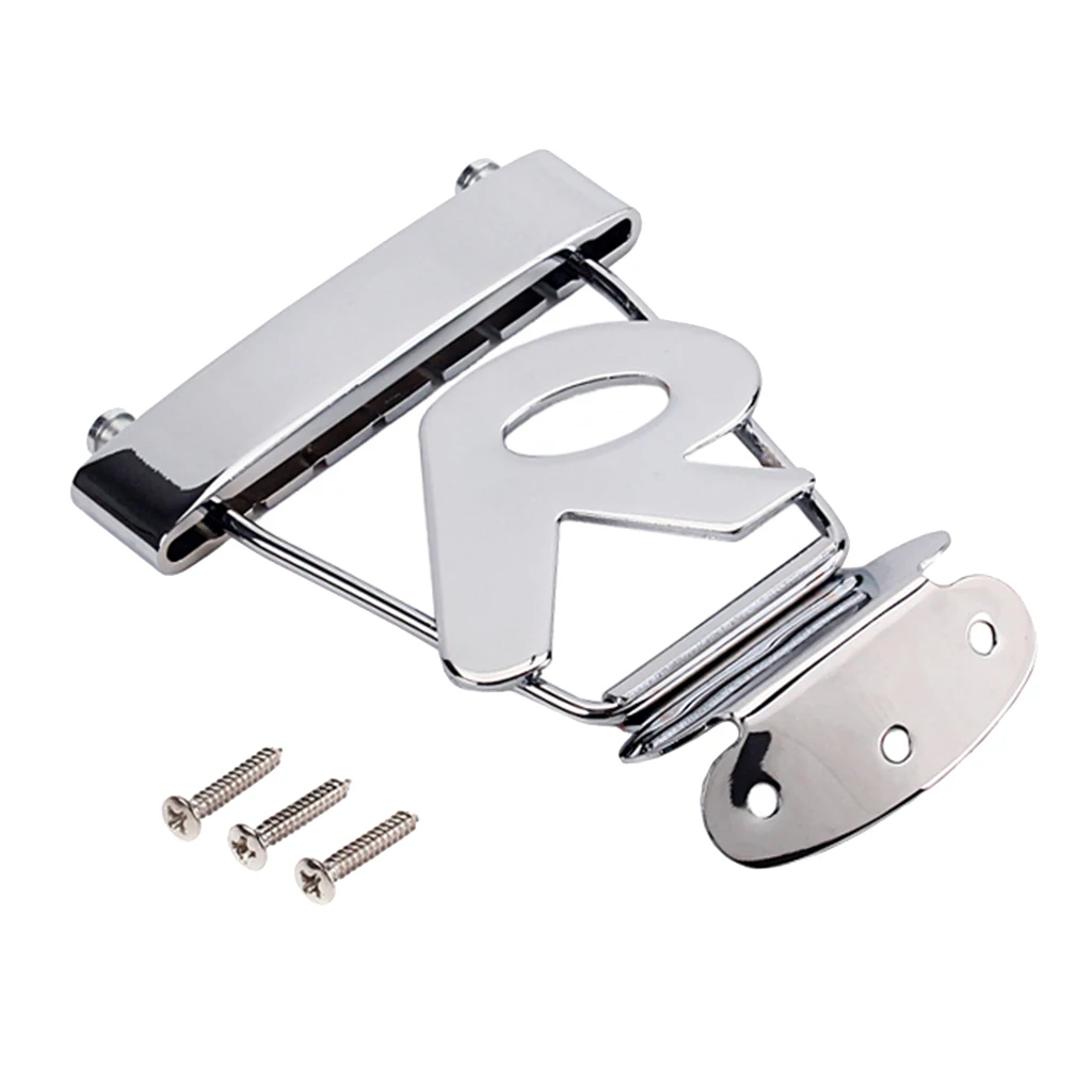 Acoustic Guitar Bass Accessories of 6 String Tailpiece Bridge Chrome R Trapeze Silver, Easy to Install