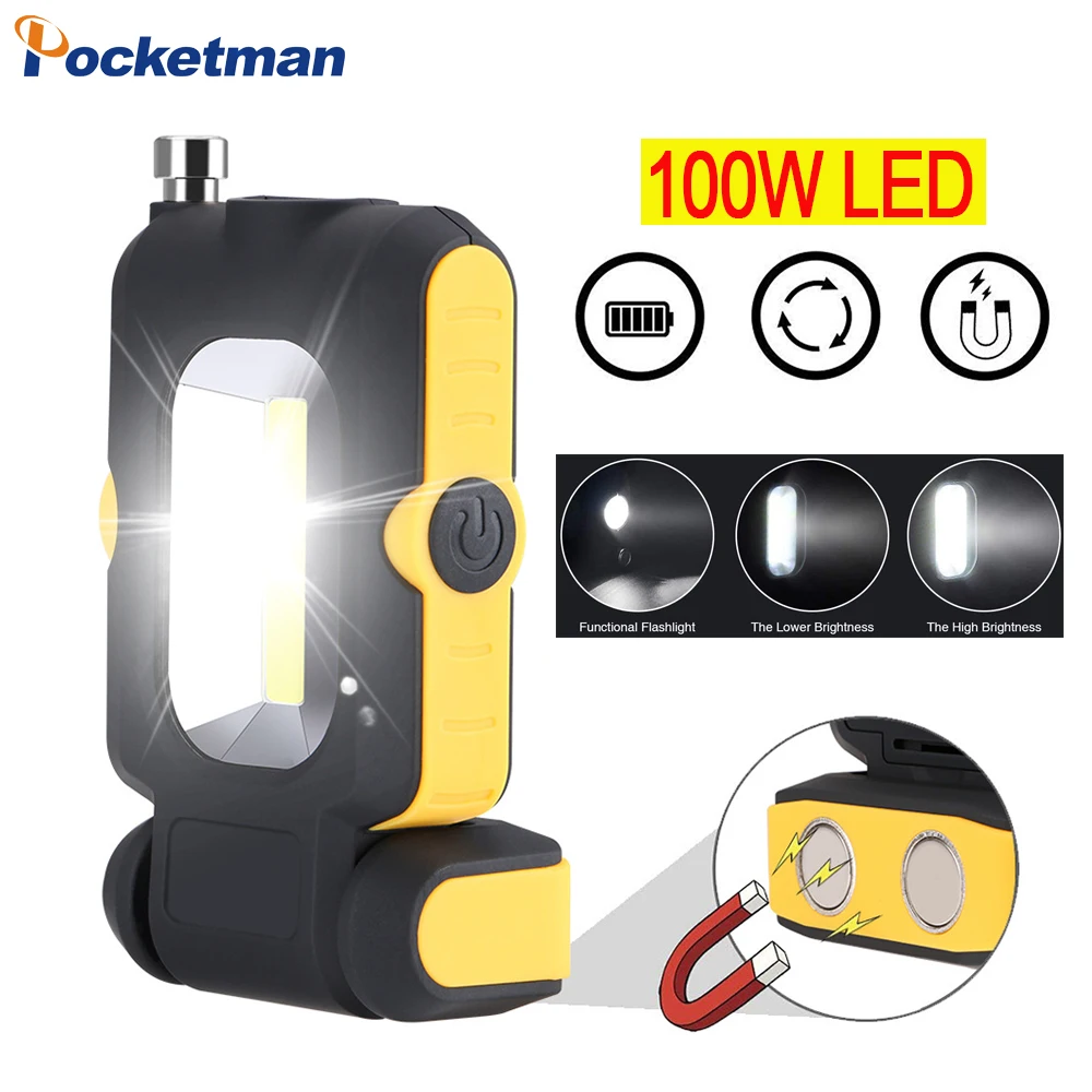 Super Bright COB LED Work Light, lanterna magnética portátil, luz de emergência, tocha, lâmpada para reparo de carros, 8000LM