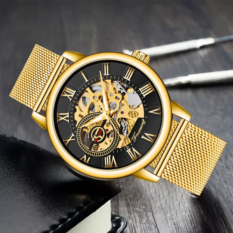 FORSINING Mens Watch Top Brand Luxury Military Sport Hand Wind Mechanical Wristwatch Skeleton Male Clock Relogio Masculino