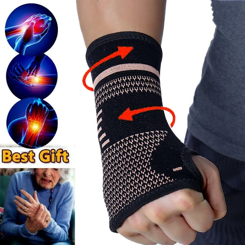 Bracer Copper Fiber Sterilization High Elastic Protective Gloves Outdoor Sports Breathable Wrist Guard Knitted Wristband Gloves