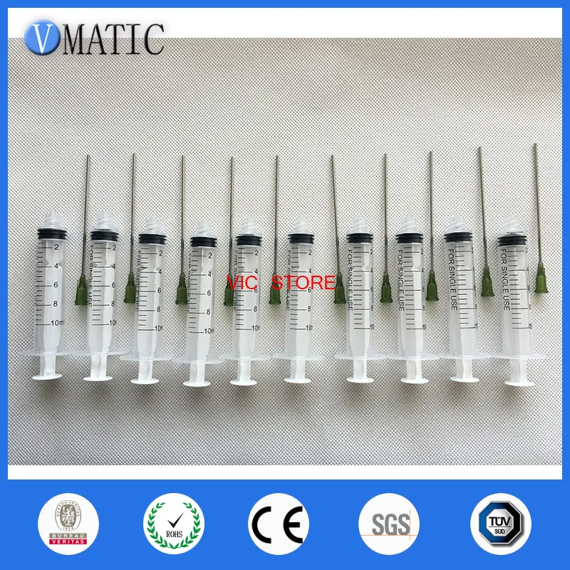 

Free Shipping Non Sterilized 10Pcs 100mm Length 14G Dispensing Needle + 10cc/ml Plastic Manual Syringe