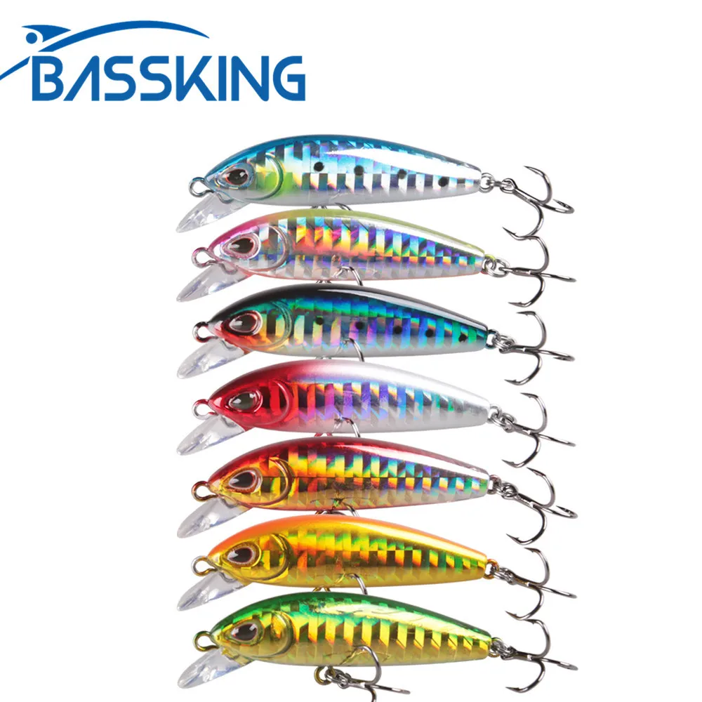 

Рыболовная приманка BASSKING Sinking Minnow, жесткая приманка, тройной крючок, искусственная приманка, Воблер для плавания, 48 мм, 6 г Pesca Minnow Bait