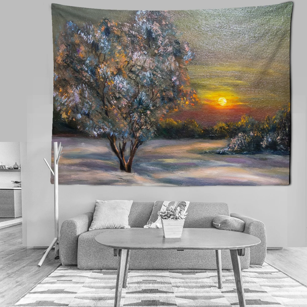 

Multicolor Nature Wall Tapestry Tree Forest Oill Wall Tapestries Carpet Cloth Sky Landscape Psychedelic Wall Cloth