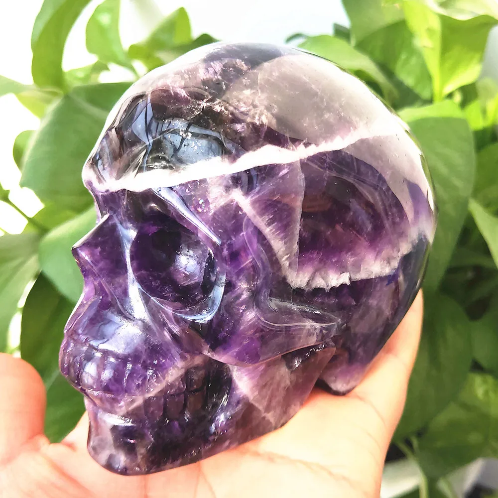 2.5ib High Quality Natural Amethyst Crystal Skull Dreamy amethystine Head Healing Crystal Home Decor Healing