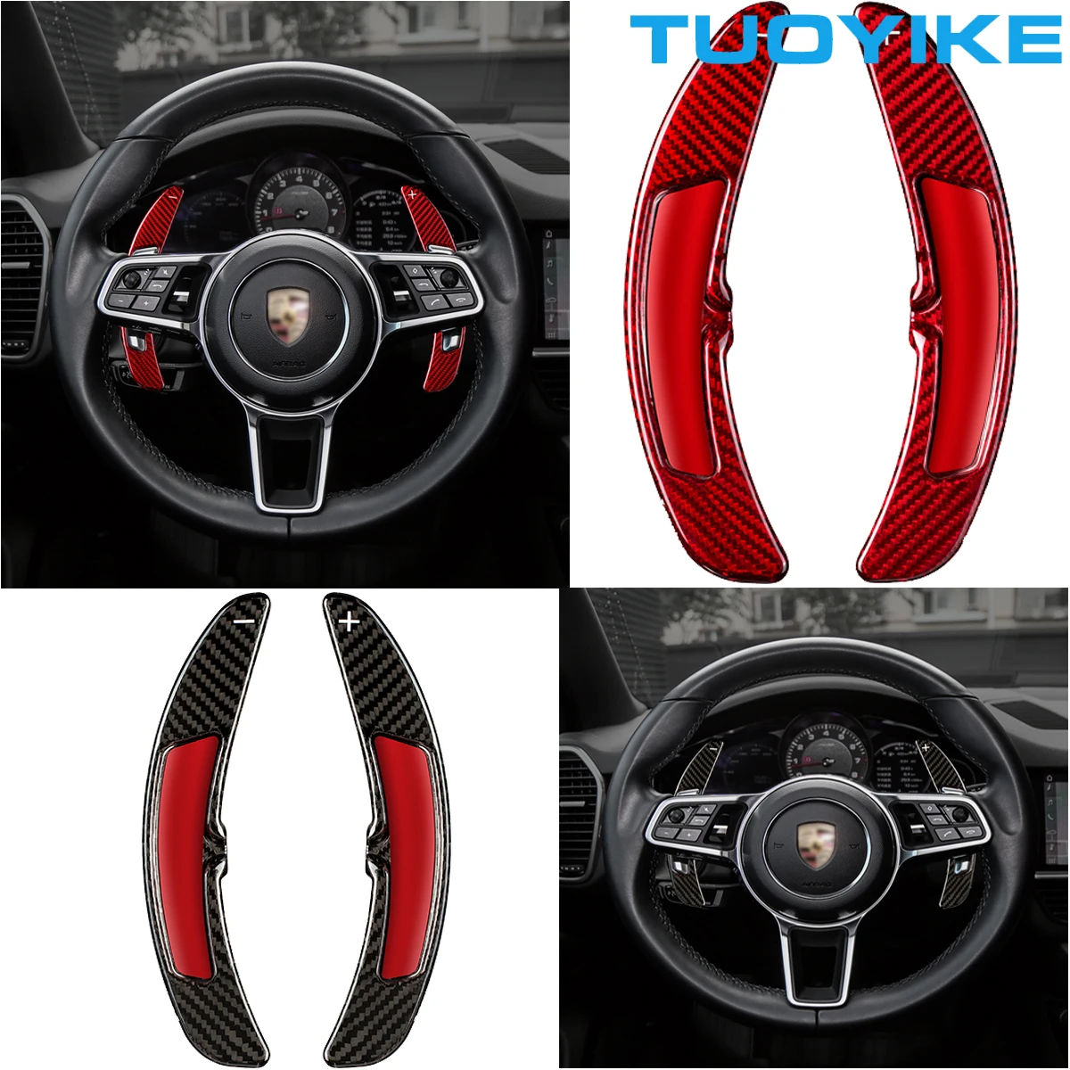 

Forged Carbon Fiber Car Steering Wheel Paddle Shifters Extension For Porsche Macan Cayenne 718 911 918 Spyder Boxster Panamera