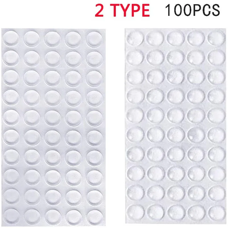 100PCS Cabinet Door Bumpers Clear Rubber Feet Adhesive Bumper Pads Self Stick Bumpers Sound Dampening for Drawers, Glass Tops