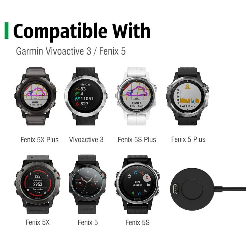 Dây Cáp Sạc USB Sạc Đứng Cho Garmin Vivoactive 4/4S Vivomove 3/3S Fenix 5/5S/5X/6/6S/6X Plus Venu 2/2S/SQ 945 745 245 45