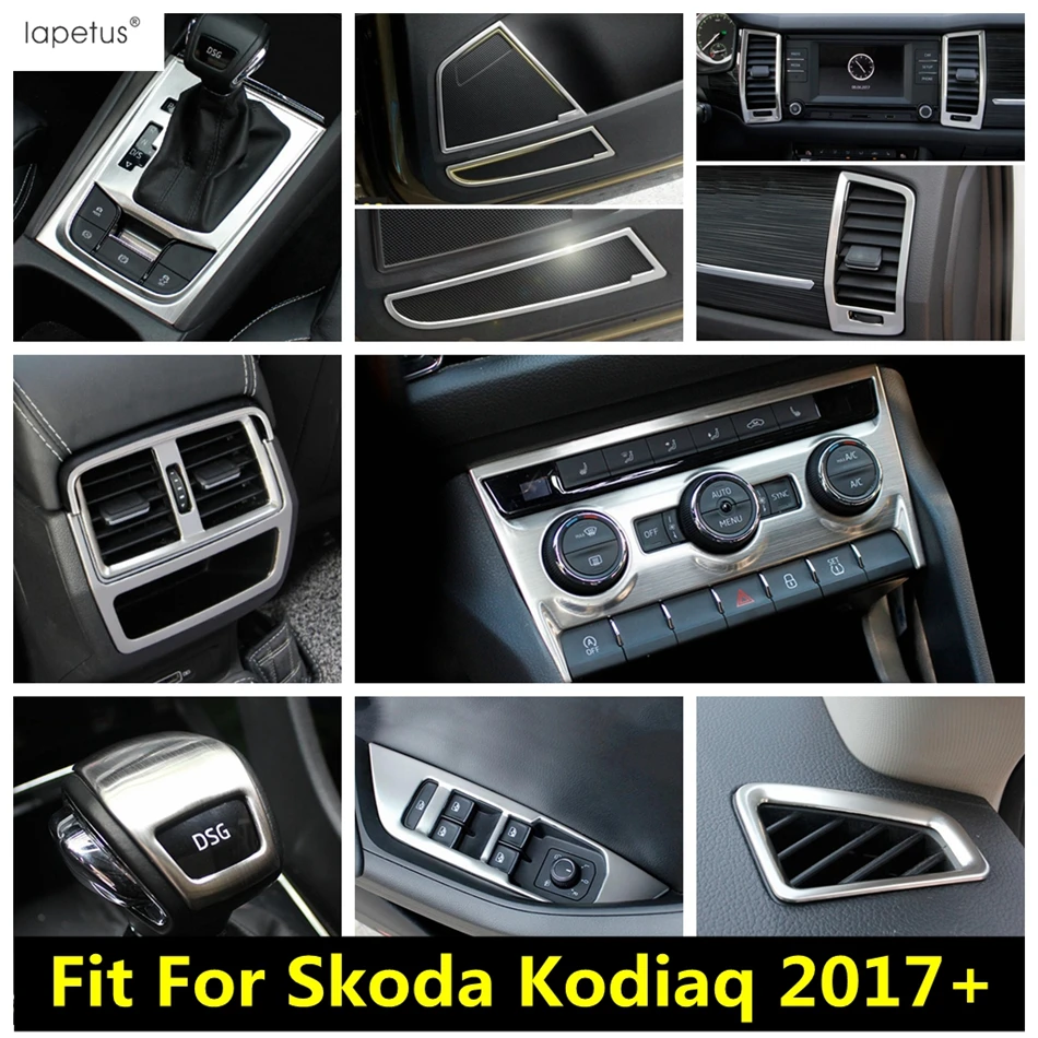 Central Control AC Air Conditioning Panel / Door Speaker / Window Lift Button Cover Trim Accessories For Skoda Kodiaq 2017 -2023