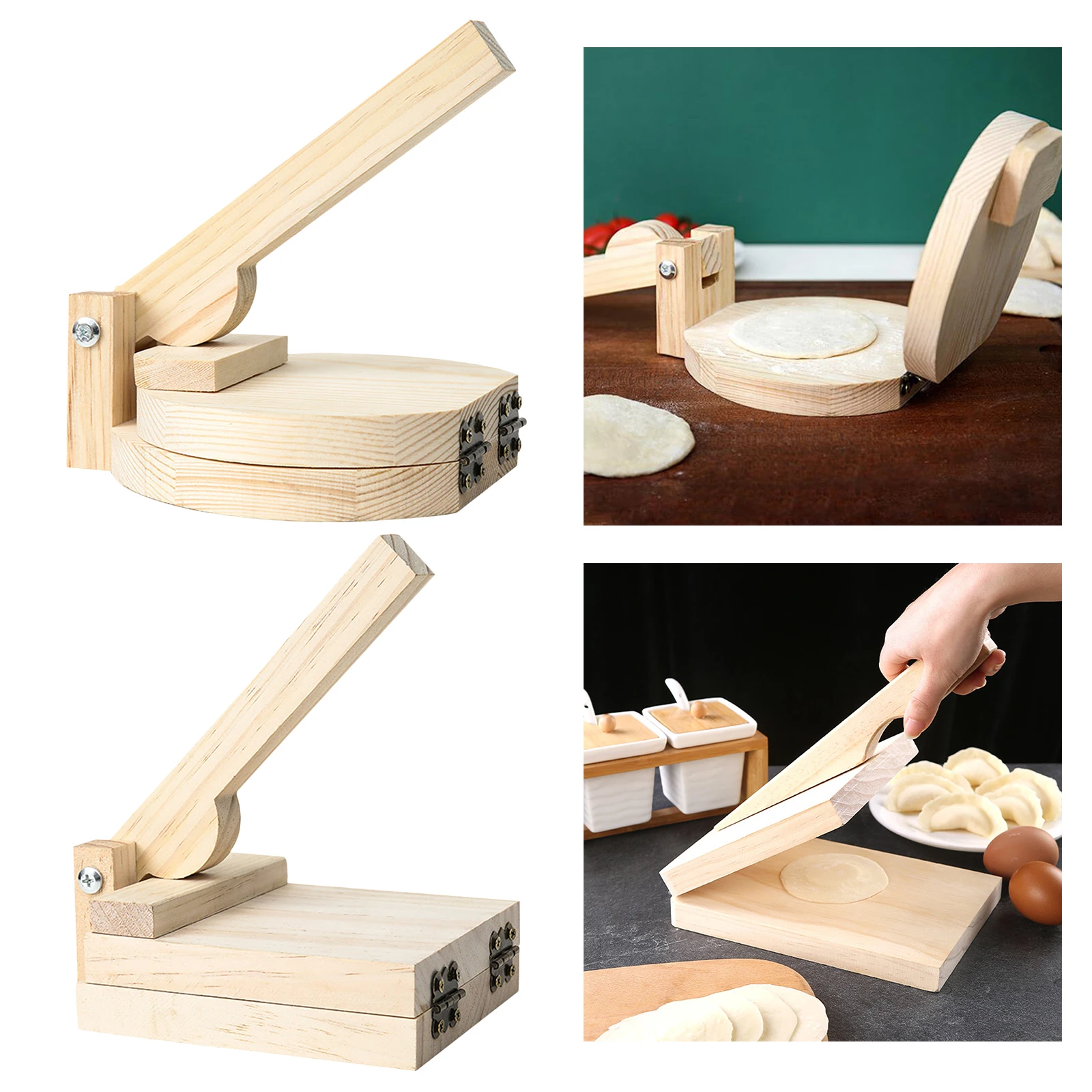 Wooden Tortilla Paste Press Manual Dumpling Presser Pizza Maker Baking