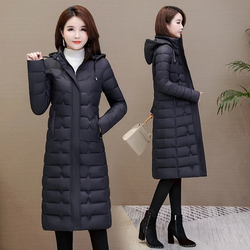 Winter Coats Woman Jackets 2023 Long Parkas Warm Thick Down Jacket Hooded Fashion Slim Solid Winter Clothes Women