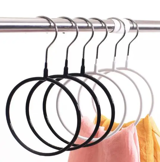 50pcs/lot Storage Rack Metal Silk Scarf Hanger Round Ring Organizer Toroidal Circle Garment Belt Tie Towel Clothes Shelf Holder