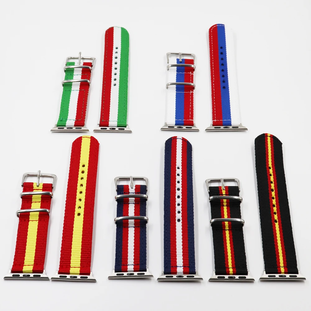 Nylon Strap For iWatch 4 3 2 1 Watchband 42mm 44mm for Apple Watch Band 38mm 40mm For Russian flag stripes Wrist Bracelet