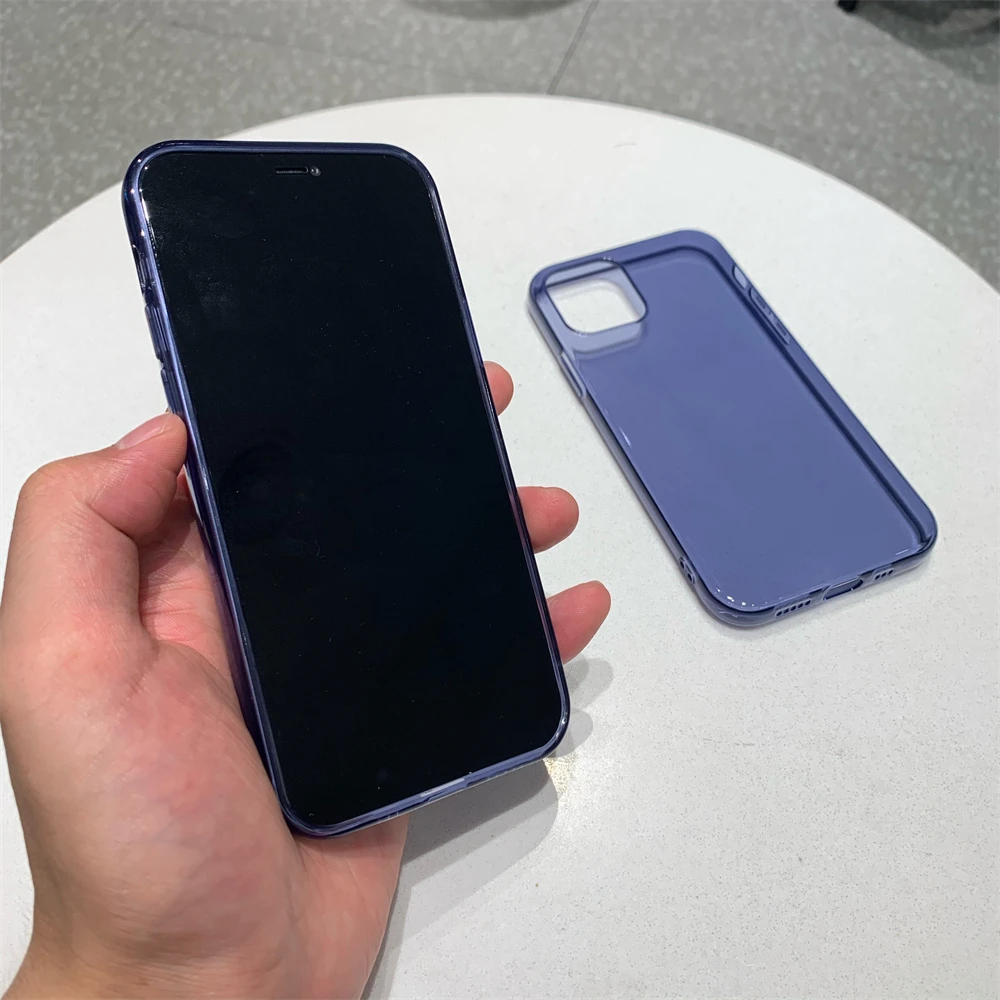 Ultra Thin Navy Blue Clear Phone Case For iPhone 13 12 11 Pro Max XS XR X Soft TPU Silicone For iPhone 6 6s 7 8 Plus Back Cover