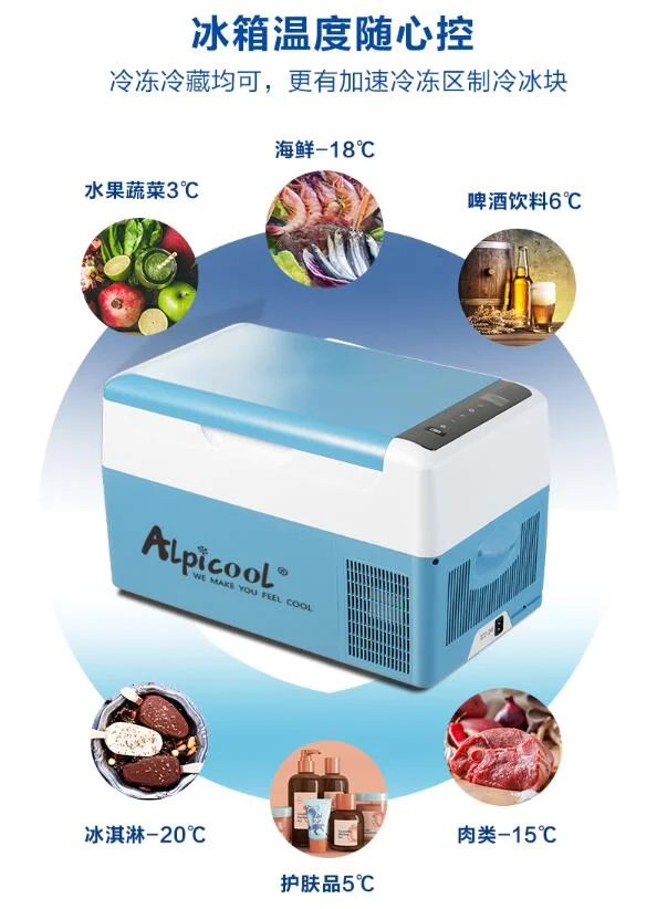 Przenośny alfacool B22L samochód domowy lodówka mini lodówka AC100-240V DC12/24V dwufunkcyjny zamrażanie chłodzenie szybkie zamrażanie