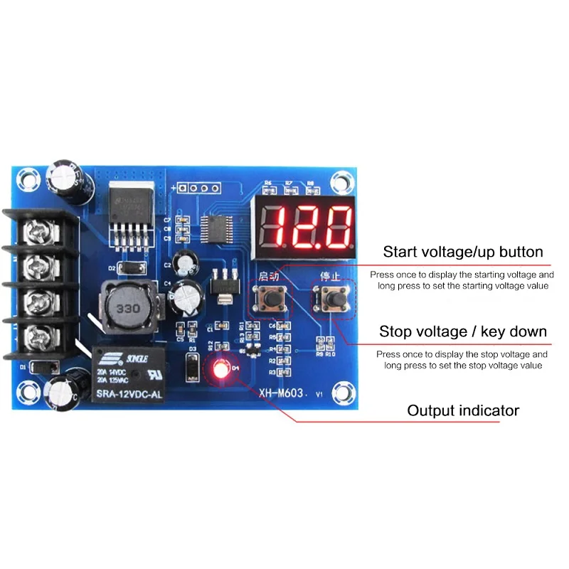 

XH-M603 Charging Control Module Storage Lithium Battery Charger Switch Protect Board XHM603 With LED Display 12V 24V Wholesale