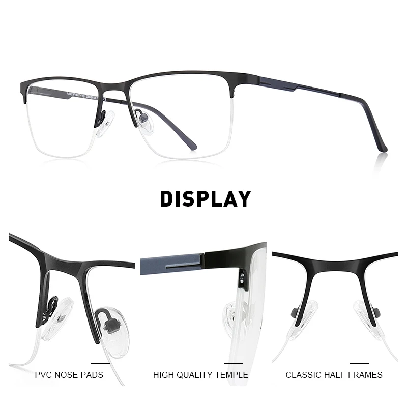 MERRYS DESIGN Men Luxury Alloy Optics Glasses Frames Male Square Ultralight Myopia Prescription Half Frame Glasses S2009